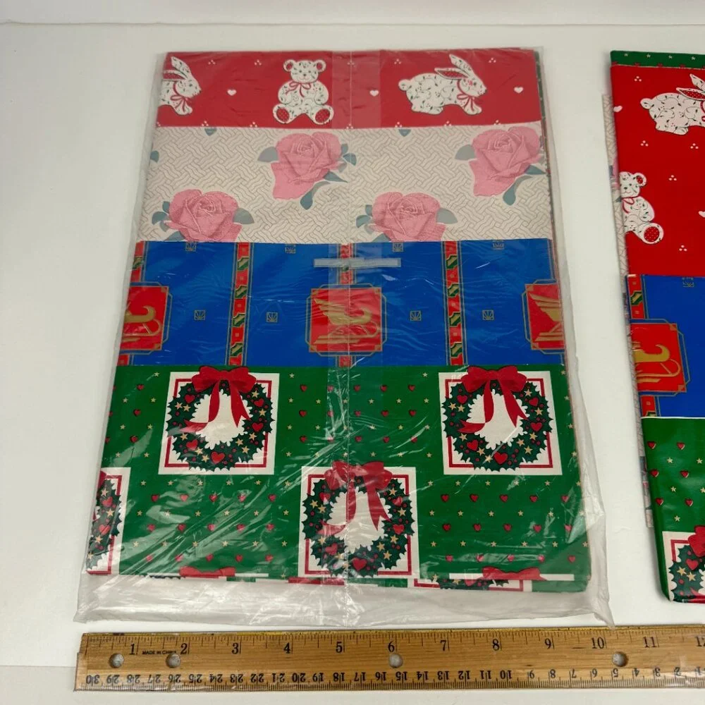 Vtg At Home‎ Christmas Gift Wrapping Paper Sheets 1 Sealed Pkg Plus Some Extra